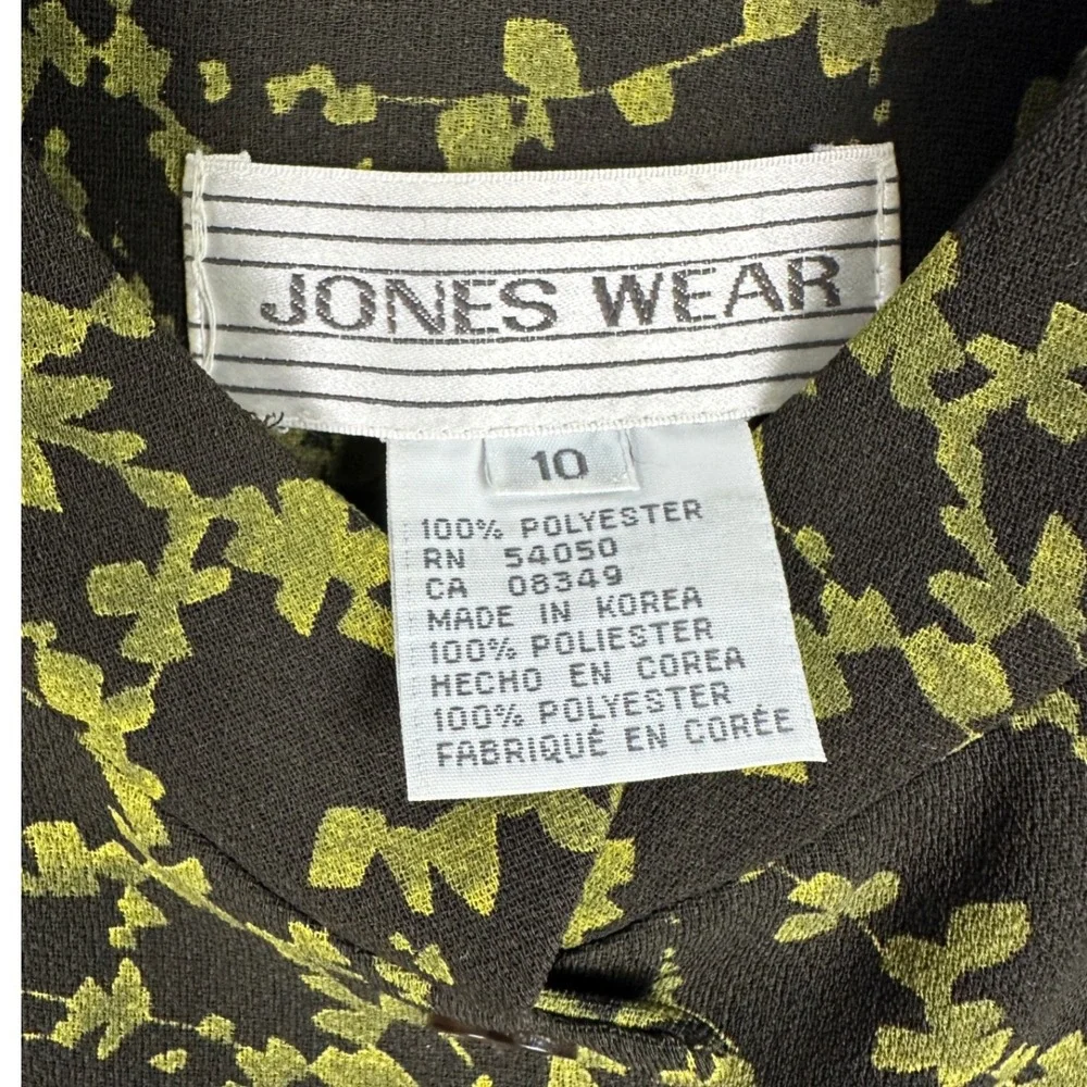 Vintage 90s Jones Wear Green Floral Vest Women 10 Mandarin Collar Cottagecore - Picture 3 of 4